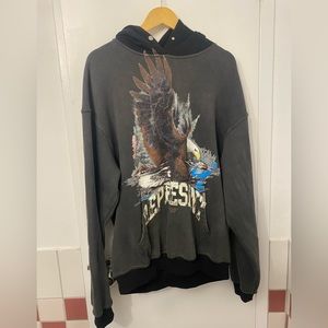 Represent Clo Eagle Print Vintage Grey Hoodie